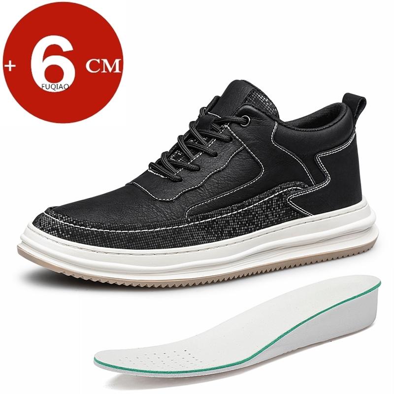 

Genuine Leather Elevator Shoes Fashion Men 6CM Increasing Invisible Inner Height Outdoor Sneakers Casual Sports Shoes Size 37-44 37 чёрный