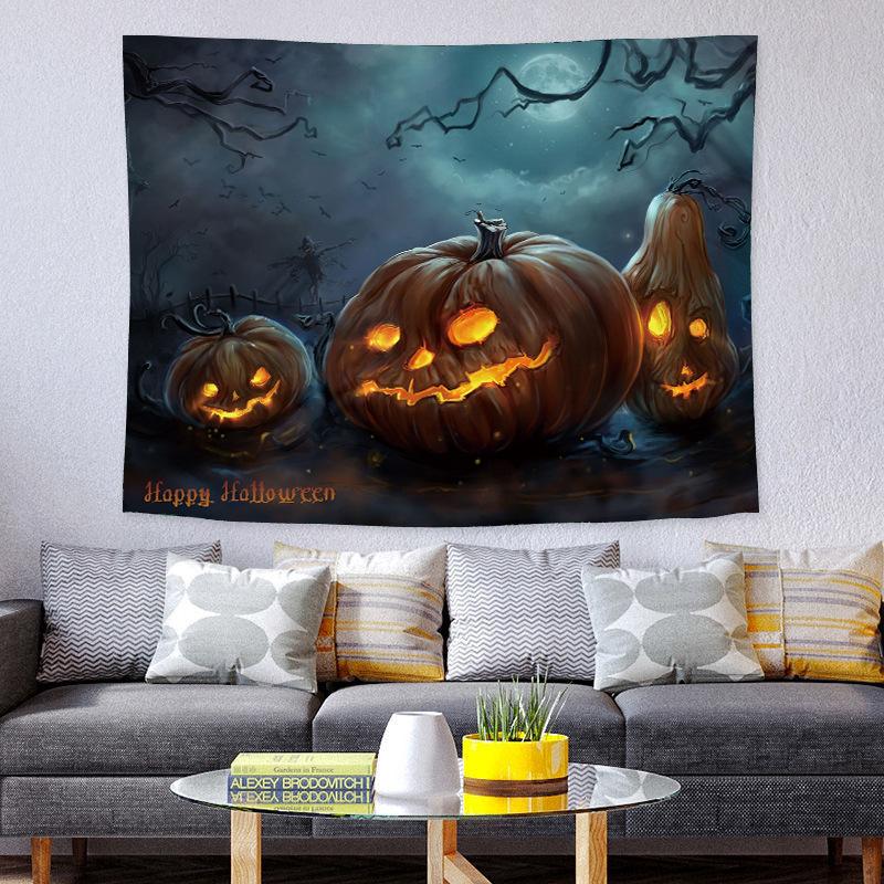 Halloween Tapestry Nordic Holiday Party Decorative Cloth, Horror Cartoon Landscape Tapestry, Milled Fabric Polyester Blanket