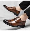 Fashion 2025 New Brown Wedding Shoes for Men Solid Color Fashion Casual Dress Shoes Male Spring Autumn Lace Business Leather Shoe Man