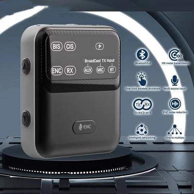 Bluetooth 5.4 Audio Receiver Transmitter LC3 One To Many 3.5mm Jack Auracast LE Audio Bluetooth Adapter for Church Tour Guide