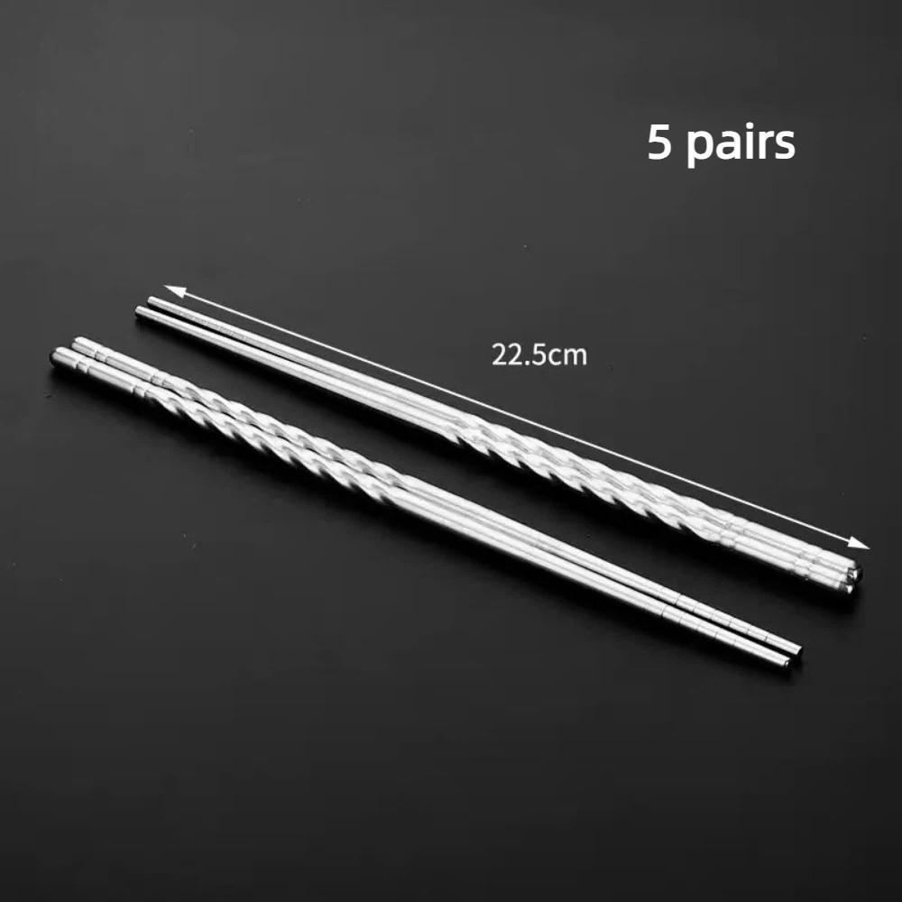 5 pairs Reusable Chinese Chopsticks Non-slip Metal Chop Sticks Sushi Chopstick  Cutlery Sets