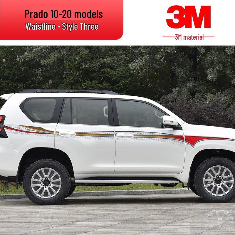 Toyota Prado 10-22 Models Car Body Color Stripe Decal Waistline Sticker.