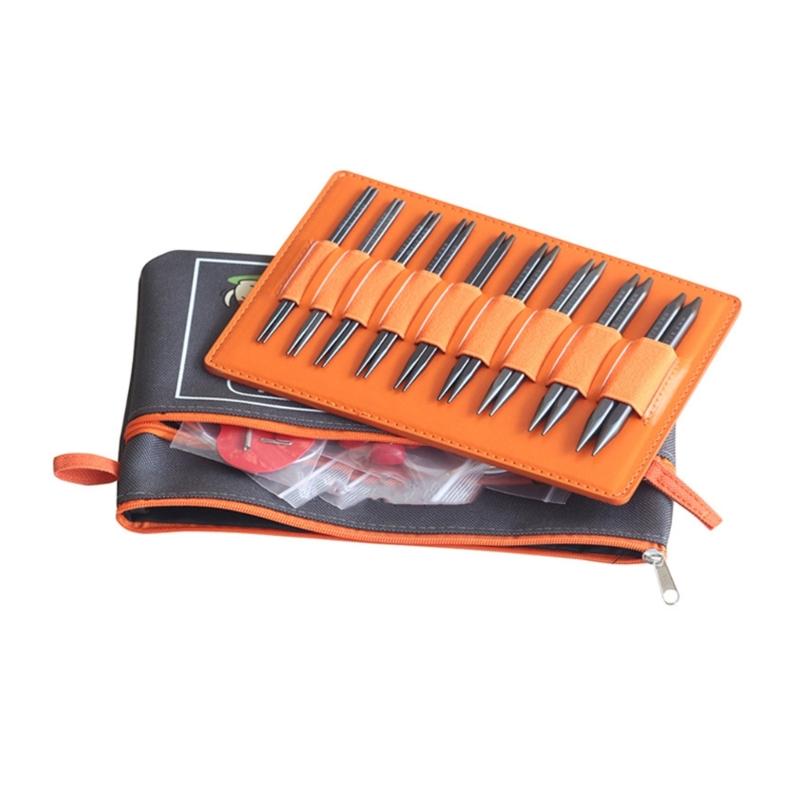 9Pairs Interchangeable Aluminum Circular Knitting Needle with Case Ergonomic Grip for Weaving Yarns Craft 3.5mm-8.0mm