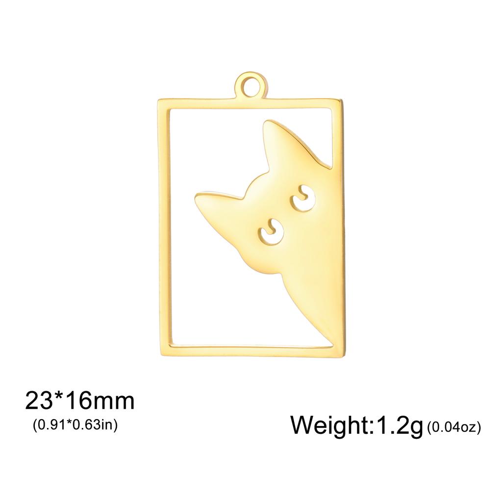 Teamer 3pcs/lot Pet Cat Pendant Gold Color Stainless Steel Kitten Animal Charms for Necklaces Earrings Jewelry Making Wholesale