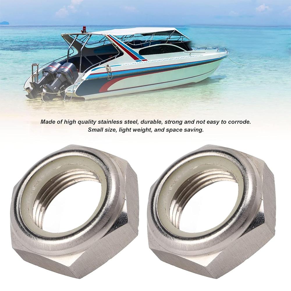 2 PCS Stainless Steel Self Locking Nut, 90185-22043 Replacement Self Locking Nut, High Hardness Self Locking Nut for Outboard Mo