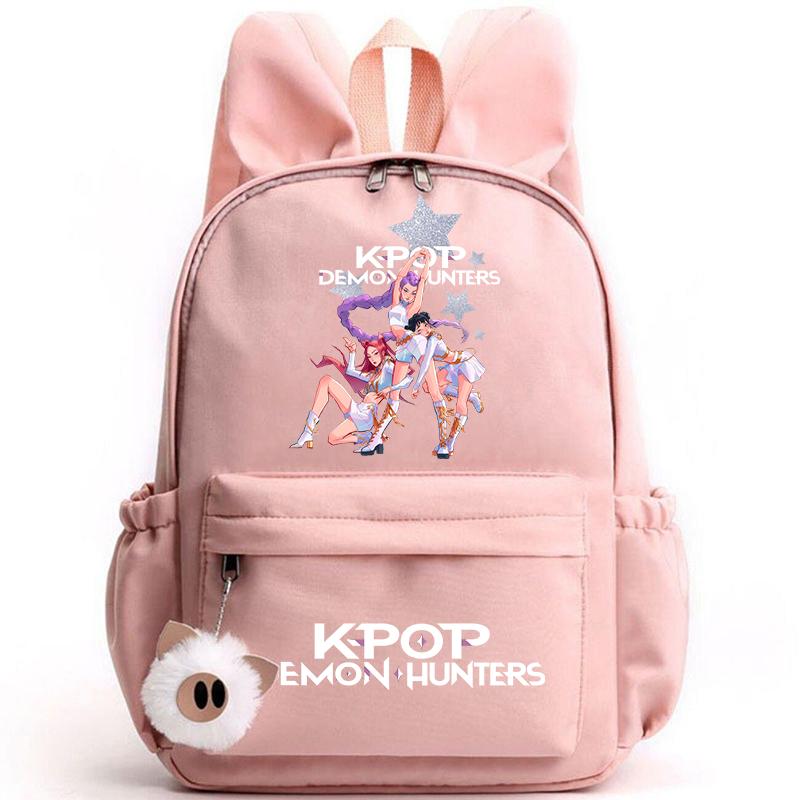 KPop Dämonenjäger Rucksack für Mädchen Jungen Kinder Rucksack Freizeit Schultaschen Reise Hasenohren Rucksäcke Mochila Geschenktüten