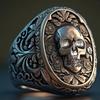 Gothic Floral Carved Skull Ring for Men, Vintage Punk Style