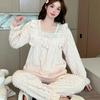Ny stil Senior Sense Princess Wind Pyjamas Dame Coral Flanell Vinter todelt sett Cashmere fortykket dress