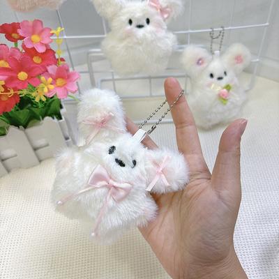 Cute Little White Dog Plush Pendant Cartoon Key Chain Decoration Bag Hanging Small Gift