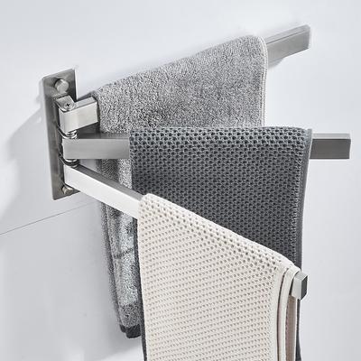 Brushed Nickel 304 Stainless Steel Swivel Towel Bar Hidden Row Hook  Clothes Hanger Hook Bathroom Accessories