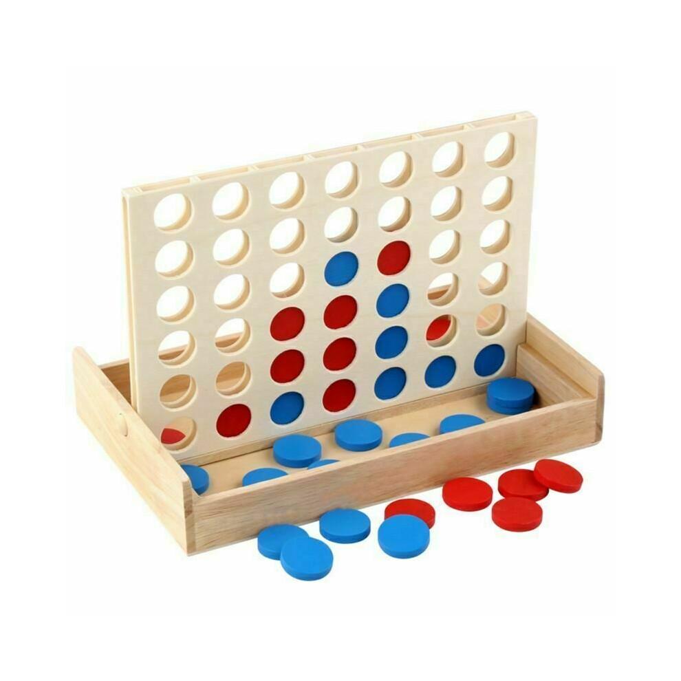 The Magic Toy Shop Four In a Line Traditional Wooden Edu Board Game Classic 4 In a Row Connect Four