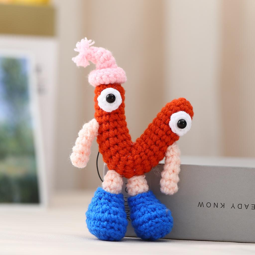 Handmade Crochet Alphabet Keychain, Letter R-Z Knitted Doll Bag Charm,Cute 3D Knitted Letter Pendant, R-Z Alphabet Crochet Keychain