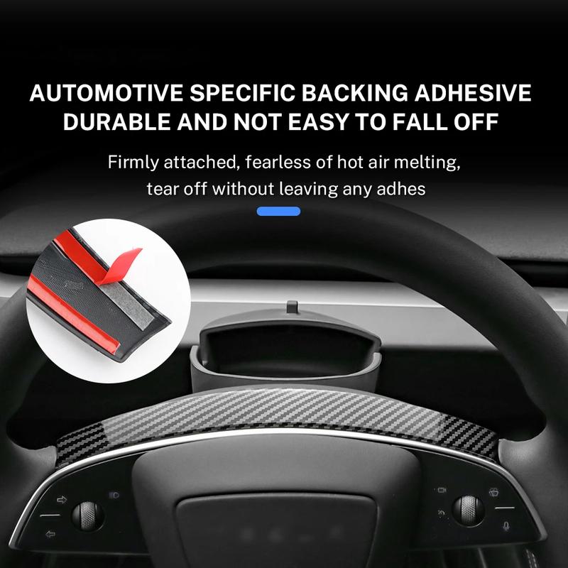 For Tesla Model 3 Highland 2024 ABS Matte Bright Carbon Fiber Trim New Model 3 Steering Wheel Frame Cover Interior Accessories