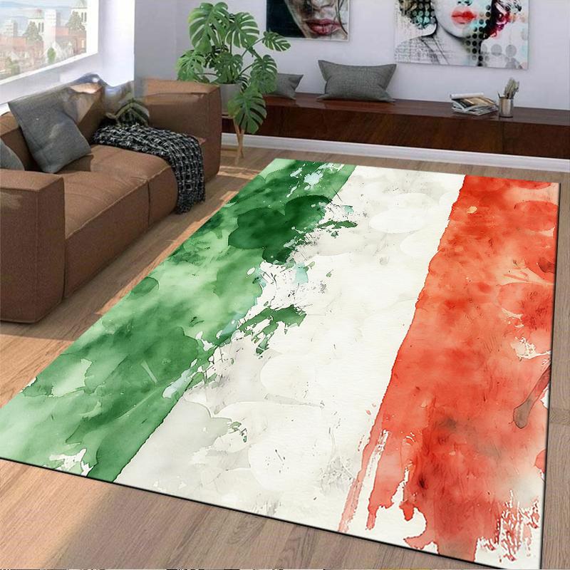 Abstract Italian Flag Design Watercolor Carpet for Bedroom Decor Suitable for use as an anti-slip for living room bedroom sofas