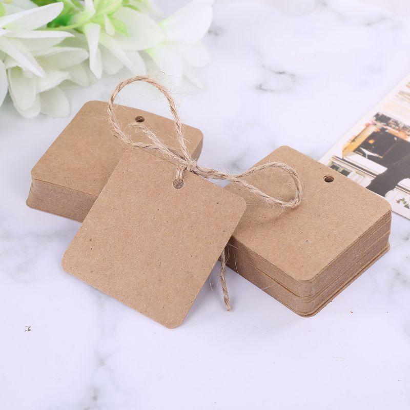 100pcs Blank Square Kraft Paper Gift Hang Tags Wedding Label Price Card Crafts top sale