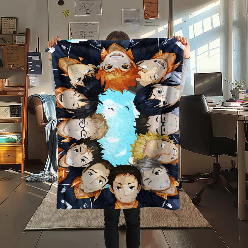 1 ks Haikyu!! Flanelová deka s anime potiskem, Vysoce kvalitní, Pohodlná pro všechna roční období, Domácí dekorace, Teplo a pohodlí, Perfektní pro vánoční dárky 53