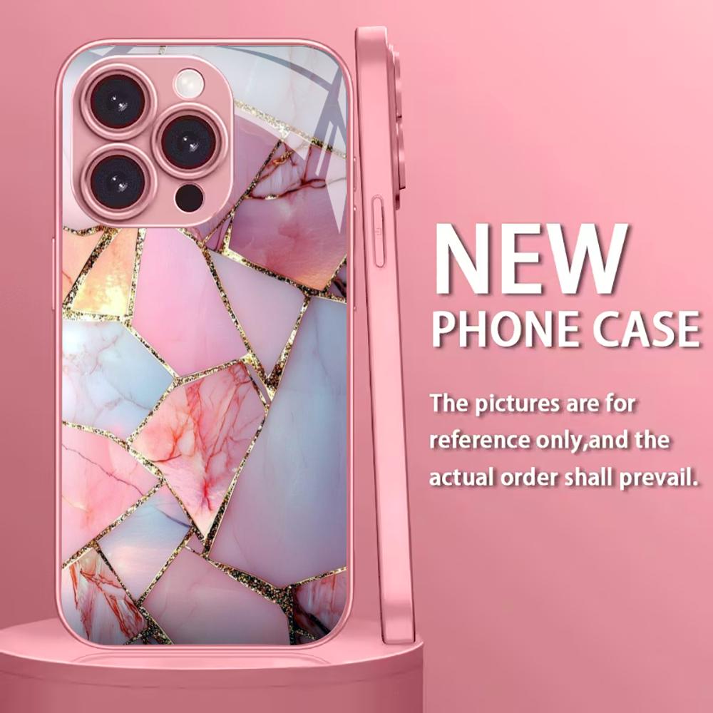 Pink Honeycomb High-end Phone Case Electroplated Glass TPU PhoneCase for iPhone 17 16 15 14 13 12 11pm Pro Plus