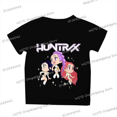 Anime KPop Dämonenjäger Bedrucktes Baumwoll-Kinder-T-Shirt Koreanischer Stil Anime KPop Dämonenjäger Kurzarm Mode Jungen Mädchen Oberteile