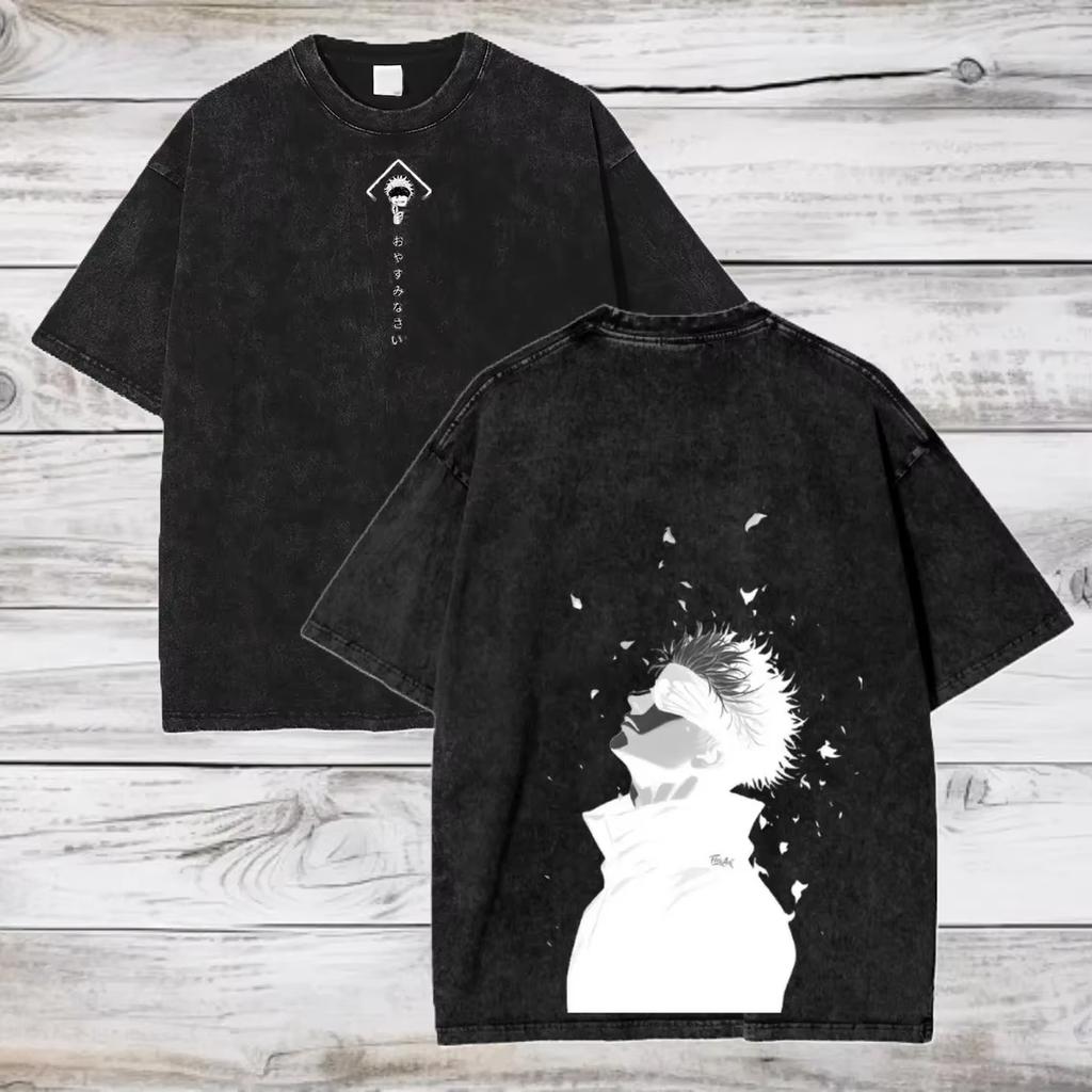 2026 Hot Sale Gojo Satoru Jujutsu Kaisen T Shirt Men Women Tshirt Washed Cotton T-shirt Clothing Summer Short Sleeve Oversized Tees Streetwear