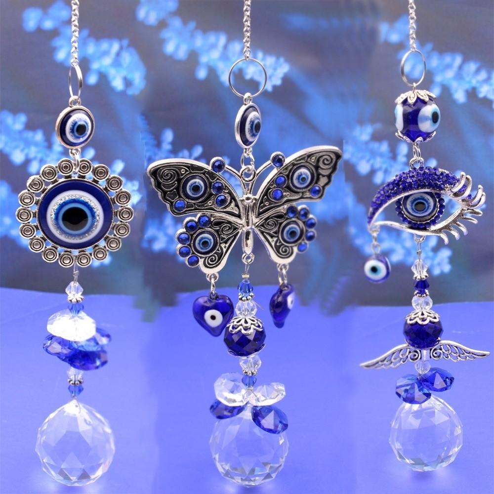 Butterfly Devil Eye Suncatcher Rhinestone Sun Catcher Pendant Rear View Mirror