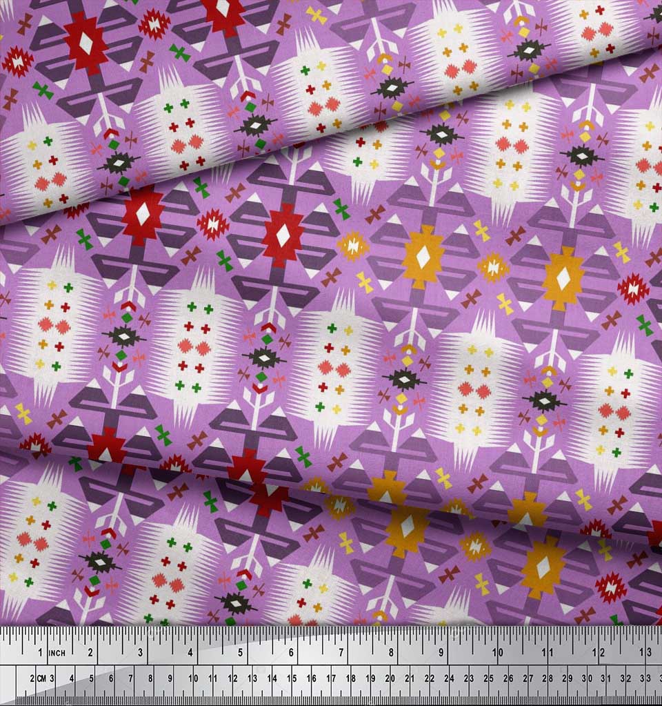 Soimoi Japonská krepová saténová látka Geometrický jihozápadní potisk Šicí látka metr 42 palců