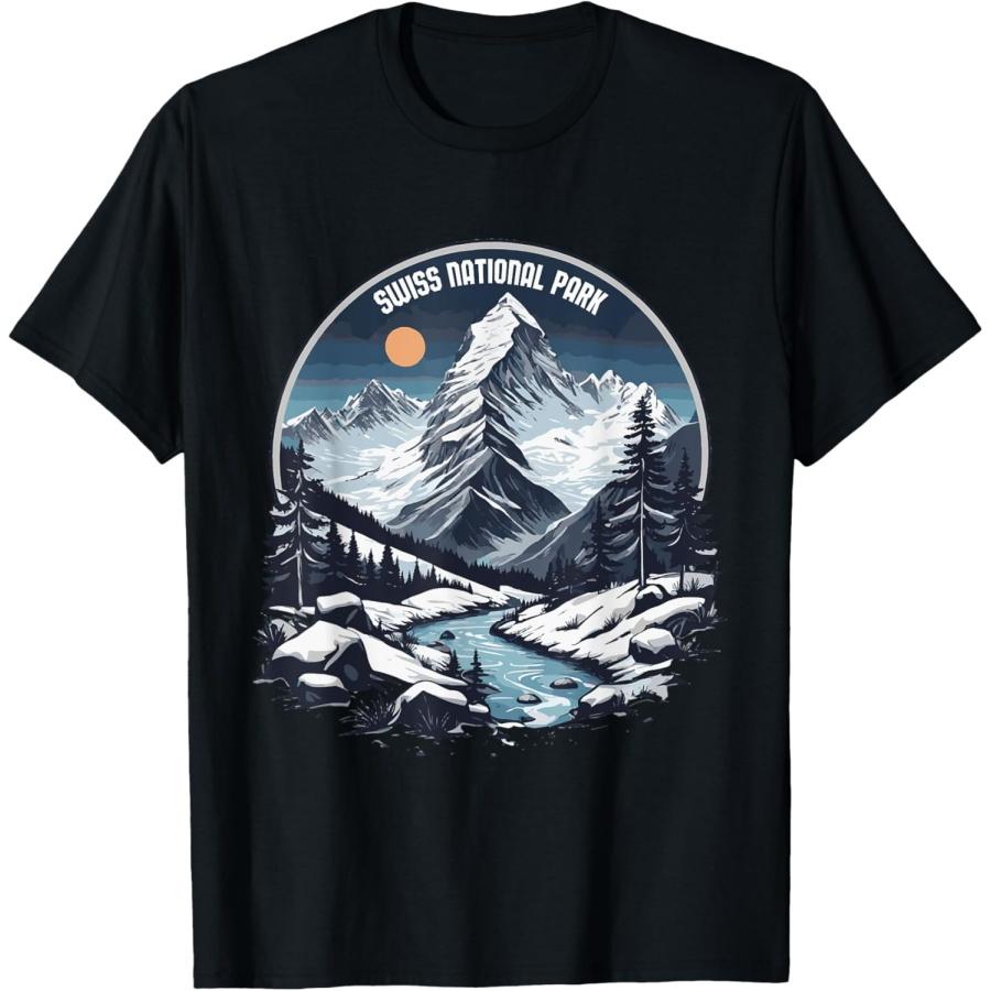 Snow Mountain Landscape Swiss National Park Switzerland T-Shirt XXXXXL чёрный
