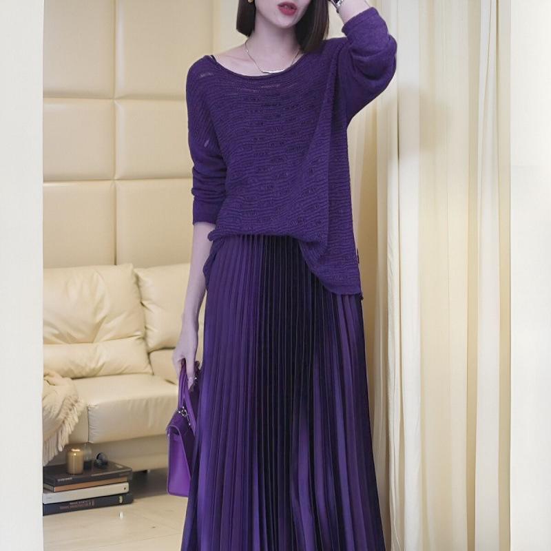 Casual Versatile Two-Piece Set: Autumn/Winter Style in Pure Color for Commuting