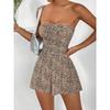 Women S Leopard Print Strapless Romper Summer Fashion Plus Size Vacation