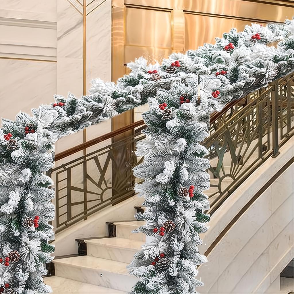 Flocked Artificial and Needle Christmas Garland 6ft for Front Door Window Holiday Decor