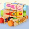 Wooden 3D Cartoon Animal & Fruit Puzzle Blocks for Toddlers – Rotating Educational Board