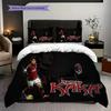 Dynamic Football Action Three-piece set (1 * duvet cover + 2 * pillowcase, without core) 2D Flat Christmas birthday gift Soft and comfortable