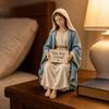 Náboženská figurka Socha Panny Marie držící nápis Jsi milován Dekorativní socha pro domácnost a kancelář