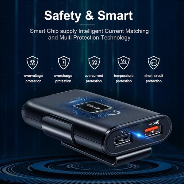 Univerzální 4 porty USB nabíječka do auta Přední sedadlo Zadní sedadlo QC3.0 Rychlé nabíjení USB adaptér pro nabíječku do auta USB Rychlá nabíječka