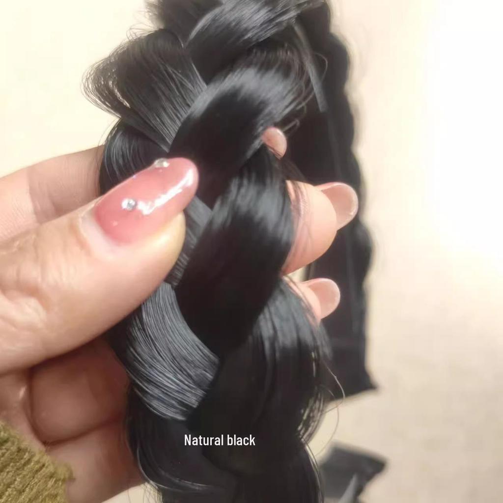 Widened Korean Mori Girl Braided Headband with Air Bangs - Invisible, Seamless, High-Value