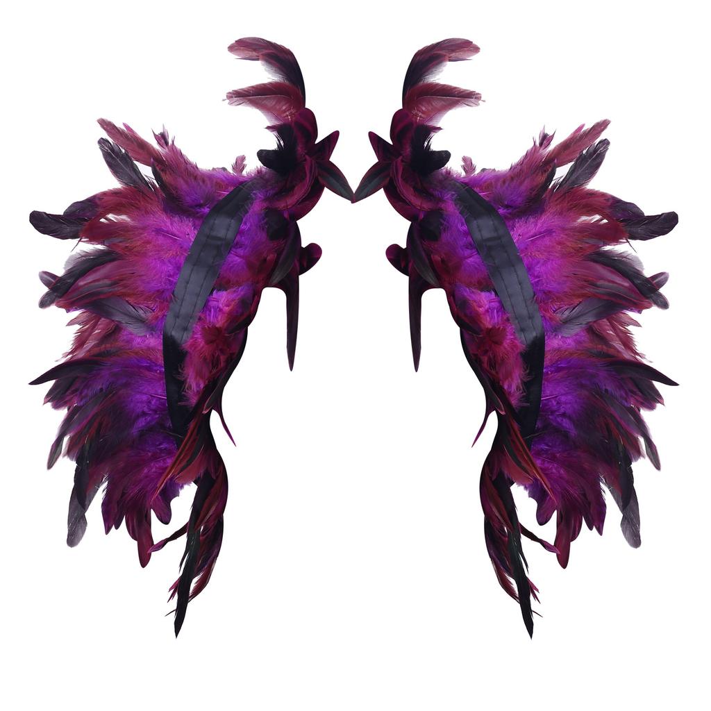 Halloween Feather Shawl Wristlet Set Feather Shawl Punk Feather Party Holiday Dress Up Cosplay Costumes Poncho for Women and Men
