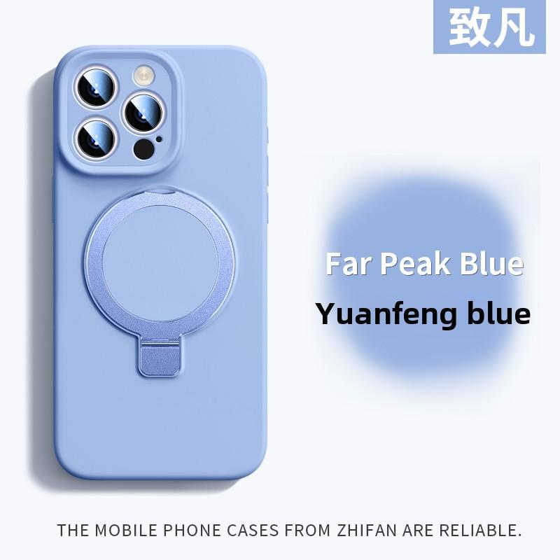 

Магнитный адсорбционный жидкий силиконовый чехол с подставкой для Apple 16 Pro Max, противоударный полный чехол для iPhone 15 13 PM For iPhone 13 небесно-голубой