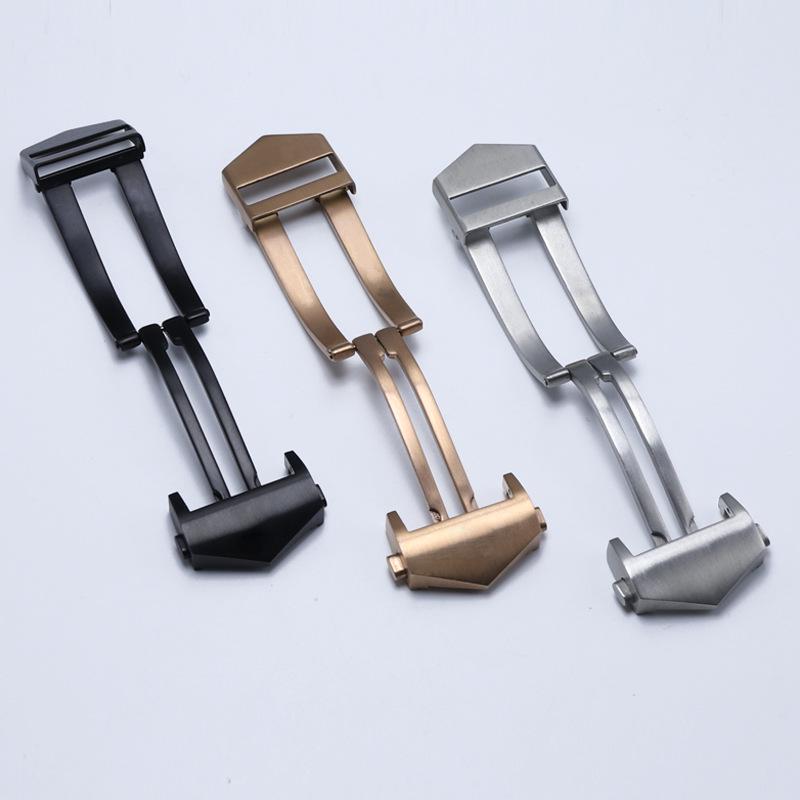 Stainless Steel 18mm Double Push Button Buckle for Ha*ya Carrera Folding Watch