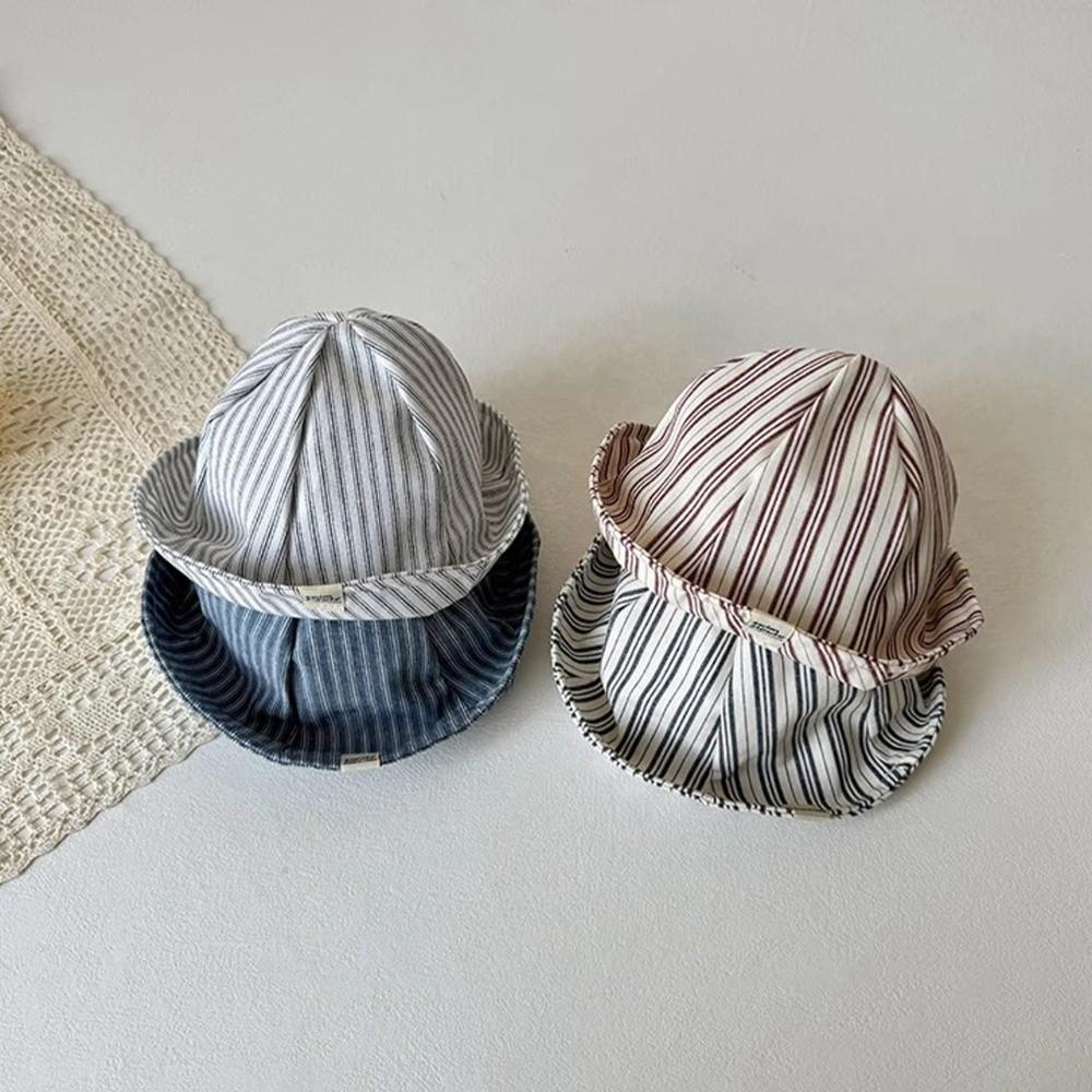 Striped Pattern Baby Bucket Hat Cotton Infant Panama Bonnet Panama Sunshade Basin Cap Kids Wear