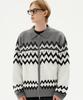 TRILLION Washable Nordic Jacquard Collar Neck 2-Way Zip-Up Knit [Gray]