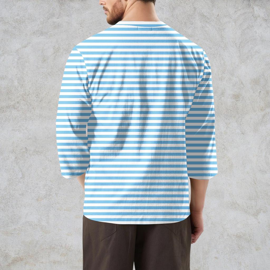 Herrenmode Bedrucktes Rundhals 3/4-Ärmel Oberteil T-Shirt