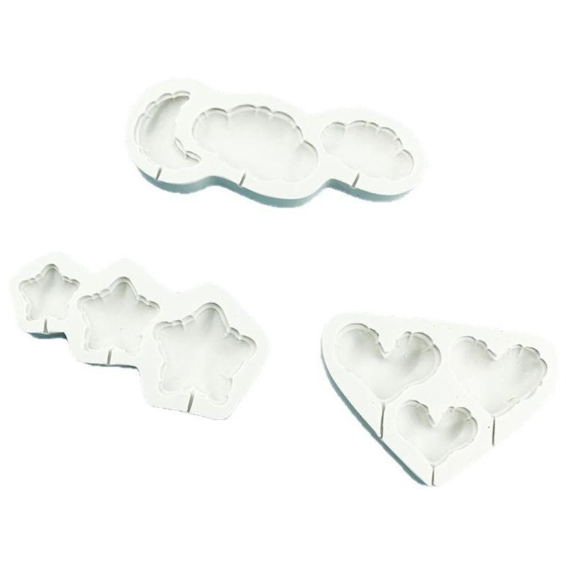 Silicones Baking Molds Set With Laces Star Heart Cloud Shapess For Cake Chocolate Jellys Making Heat Resistant
