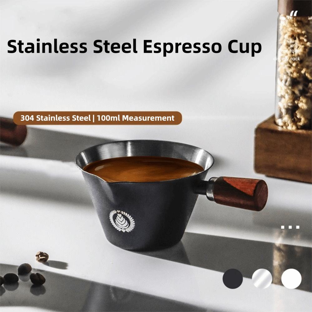 V-shaped Spout Coffee Espresso Cup Wooden Handle Coffee Extract Cup Coffee Measuring Cup  Home