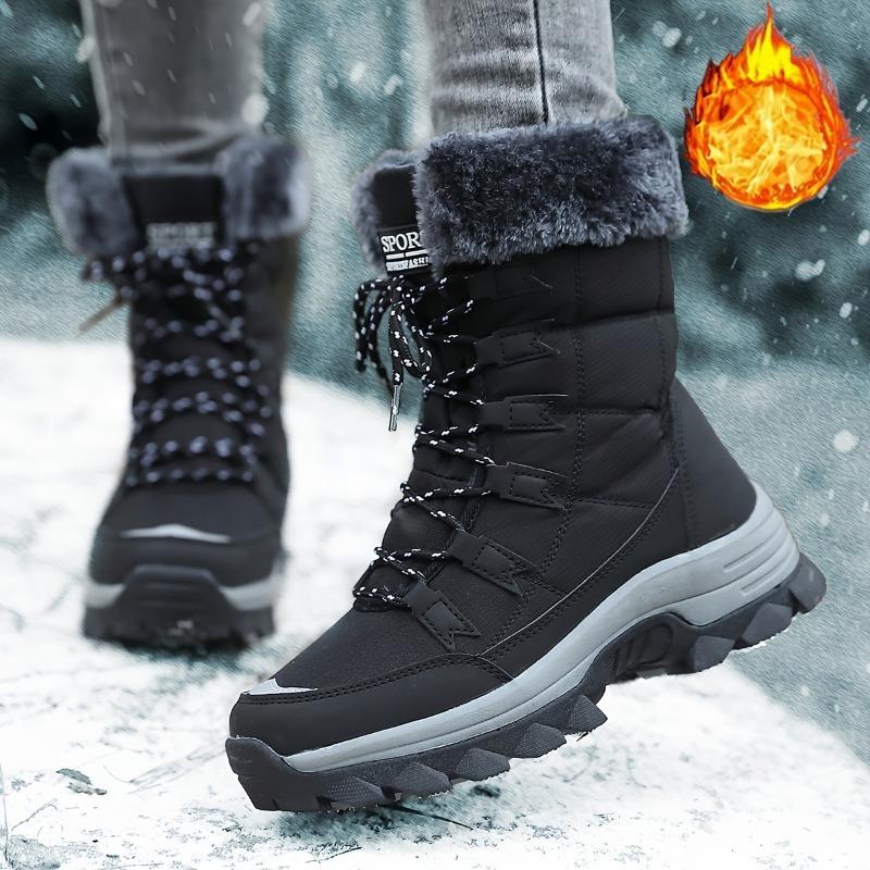 Botas de Nieve de Invierno para Mujer Calidez Exterior Piel Sintética Botines de Tobillo de Suela Gruesa para Mujer Antideslizantes Resistentes al Desgaste Zapatos Casuales para Senderismo para Mujer