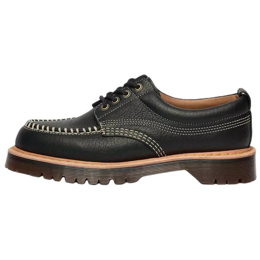 Dr. Martens Lowell Wild Grain Leather Minimalist Fashion Casual Shoes Unisex Shoes Black 42445001 36