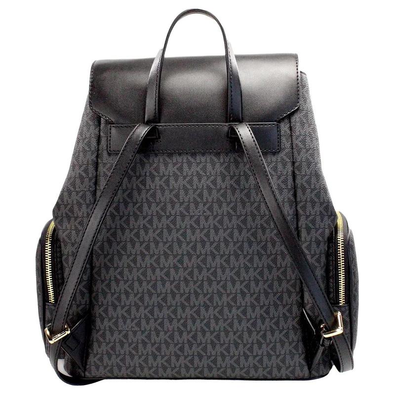 MICHAEL KORS Jet Set brand logo chain design PVC (polyvinyl chloride) plus leather backpack large size women's black