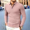 New Men'S Business Casual Long Sleeved Shirt Solid Color Polo Shirt Fashionable Breathable Comfortable Versatile Top