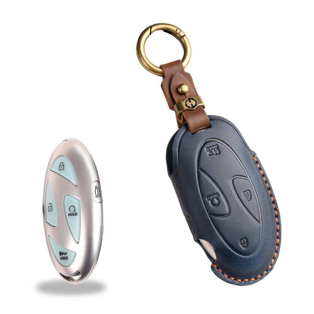 The New Retro Key Bag Is Suitable for Korean Hyundai Car Key Cover, Purely Handmade High-end Protective Shell Buckle, Cowhide.