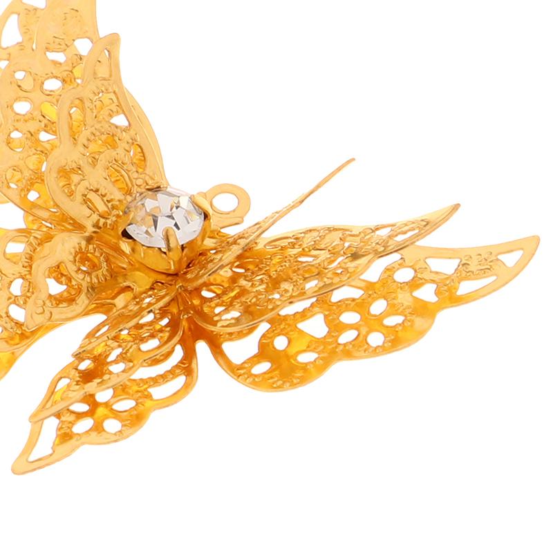 10Pcs 35X25Mm Gold Color/Silver/Bronze Metal  Butterfly Filigree Charm Diy Jewelry Making Accessories Supplies