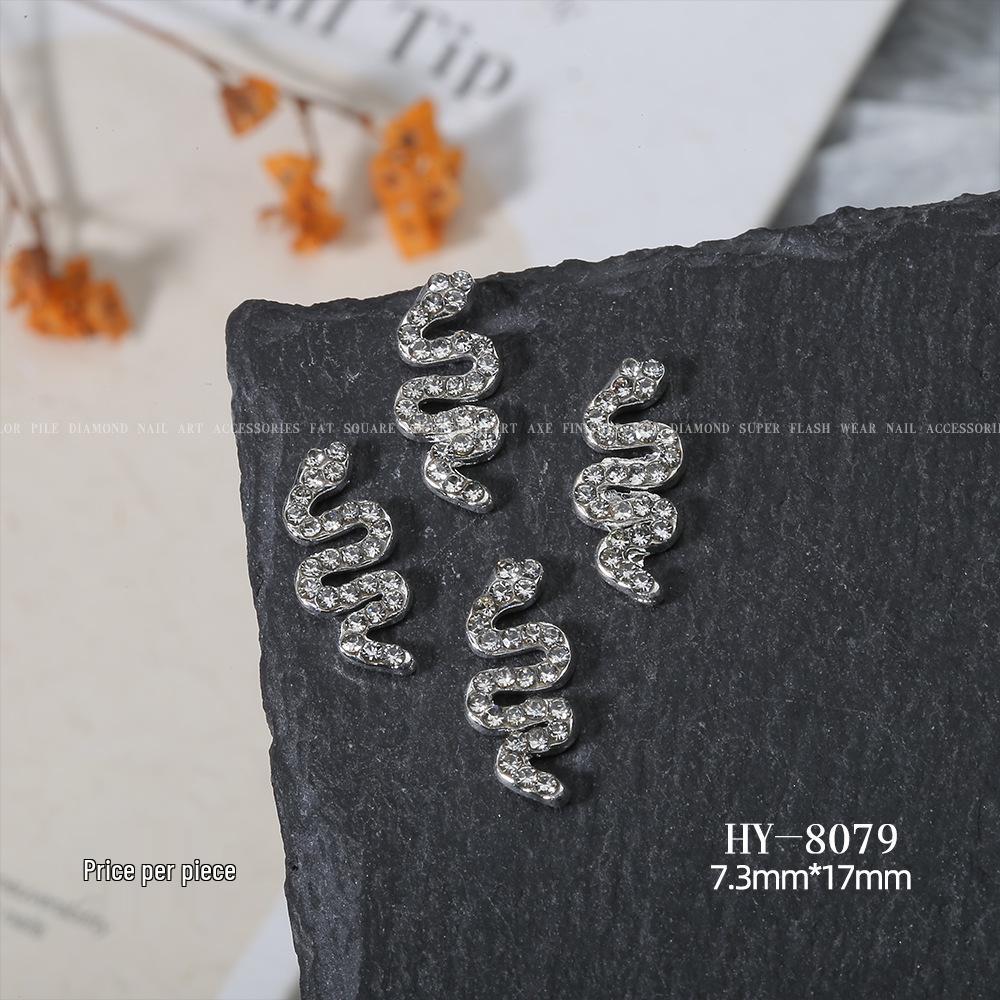 Shiny Rhinestone Snake-Shaped 3D Nail Art Accessories
