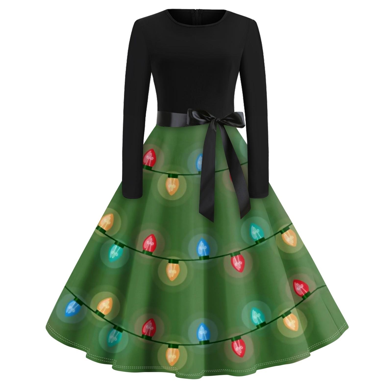 Рождественское платье с расклешенным принтом для женщин — фото 4